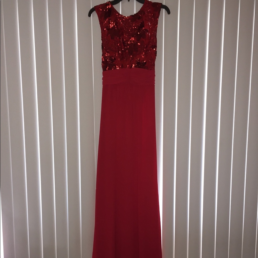 Red Sequin Lace Prom Dress